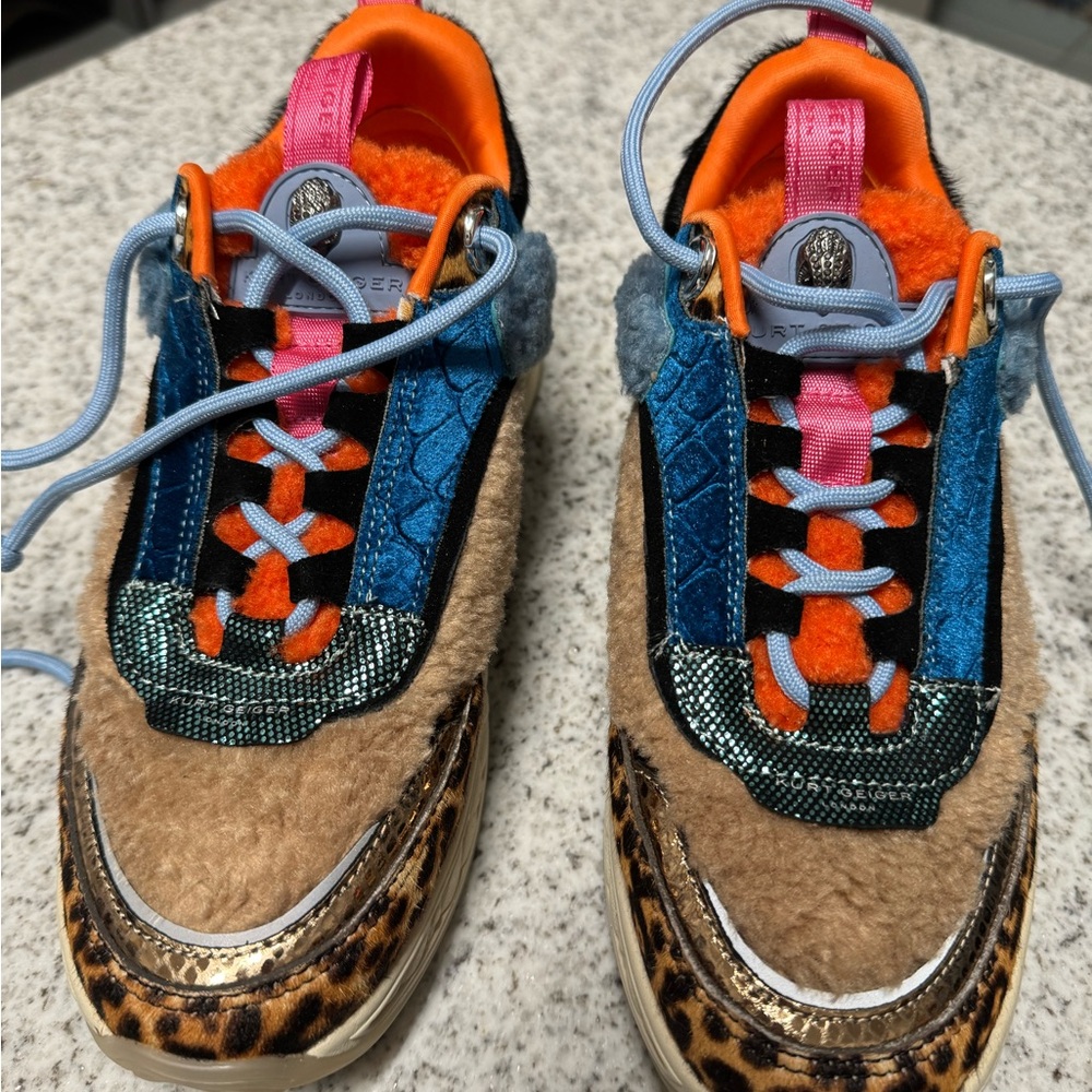 Kurt Geiger Blue and Orange Sneakers with Chunky Sole